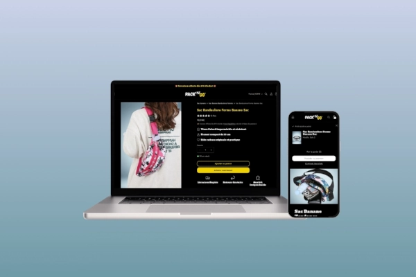 Site de E-commerce, vente de sacs bananes développé sur Shopify, UX fluide, tunnel d’achat optimisé et gestion complète du catalogue produit.